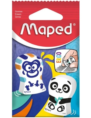 Maped Ergo Fun Animal Erasers 2pk – Monkey & Panda